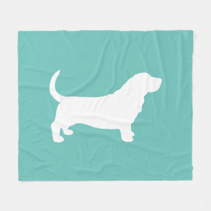 Cobertor De Velo Basset Hound Silhouette Teal e White