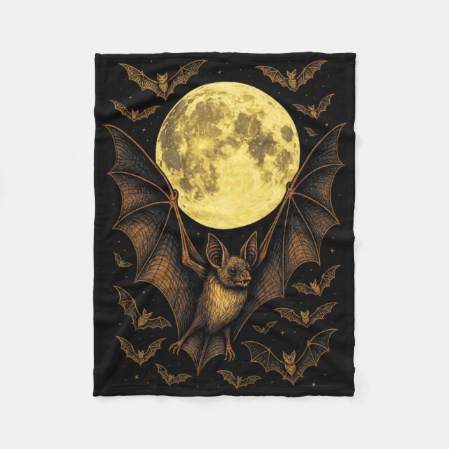 Cobertor De Velo Bat Moon Halloween Gothic Spooky Night (Frente)