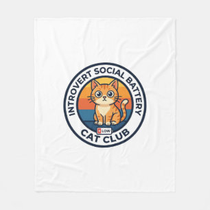 Cobertor De Velo Bateria Social de Introvertido Gato Fofo Design de