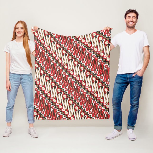 Cobertor De Velo Batik Parang - Padrão Sem Costura Vermelho (In Situ)