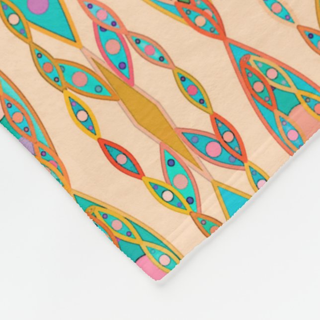 Cobertor De Velo Batik Tribal - Rosa Pêssego e Turquesa (Quina)