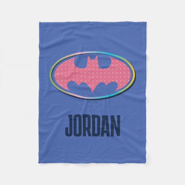 Cobertor De Velo Batman | Logotipo de Bolinhas rosa (Frente)