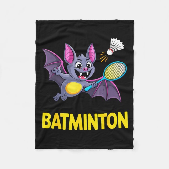 Cobertor De Velo Batminton – Funny Cartoon Bat Playing Badminton  (Frente)