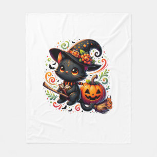 Cobertor De Velo Bats Black Cat Witch Hat Wand Pumpkin Cute Hallowe