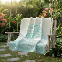 Cobertor De Velo Beach House NMaritime Turtle Aqua Blue ID623