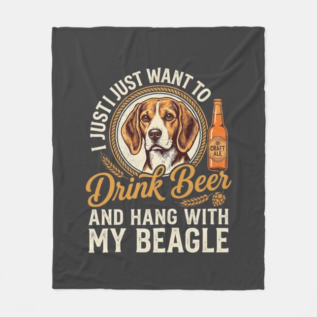 Cobertor De Velo Beagle Cão Cerveja Artesanal Garrafa Lúpulo (Frente)