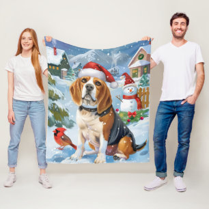 Cobertor De Velo Beagle Dog Winter Wonderland Natal Joy