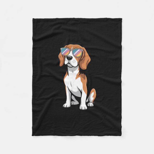 Cobertor De Velo Beagle Usando Óculos de Sol Cachorro Divertido em  (Frente)