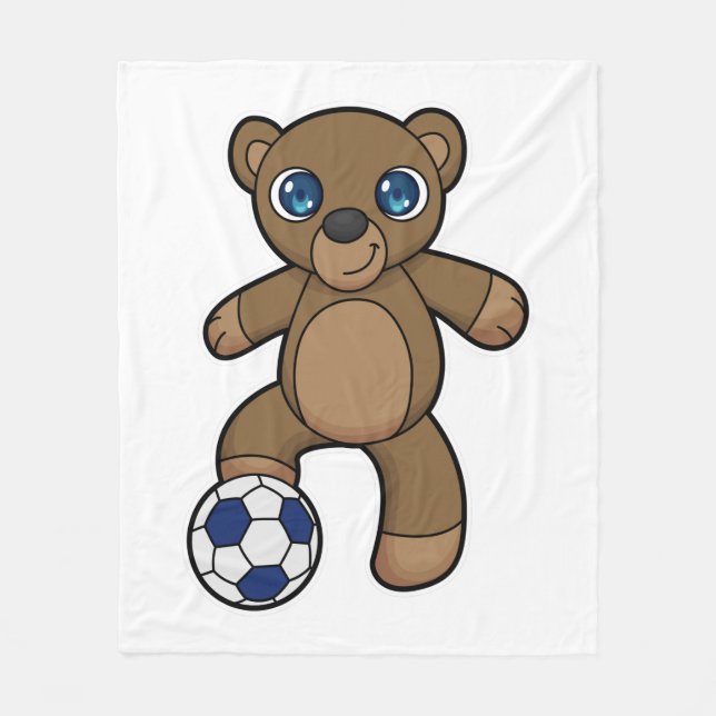 Cobertor De Velo Bear as Soccer player with Soccer ball (Frente)