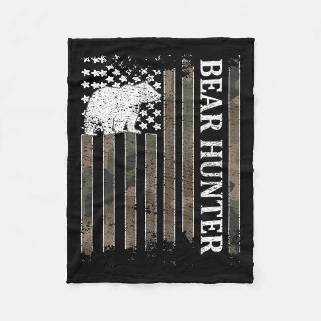 Cobertor De Velo Bear Hunter American Flag Bear Hunting Lover 1 (Frente)