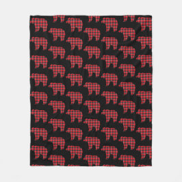 Cobertor De Velo Bear Shaped Plaid Red Black Buffalo