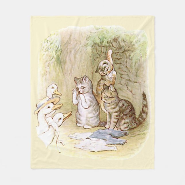 Cobertor De Velo Beatrix Potter Kittens Patos (Frente)