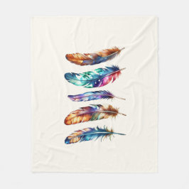 Cobertor De Velo Beautiful Multicolor Boho Feathers - Cozy Graphic