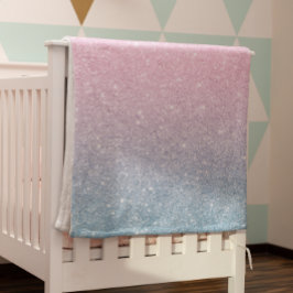 Cobertor De Velo Bebê Brilho Gradiente Ombre Azul Rosa