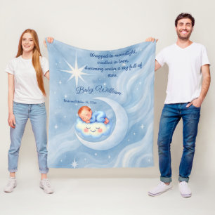 Cobertor De Velo Bebê Chá Convidar Estrelas à Lua Aquarela