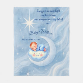 Cobertor De Velo Bebê Chá Convidar Estrelas à Lua Aquarela