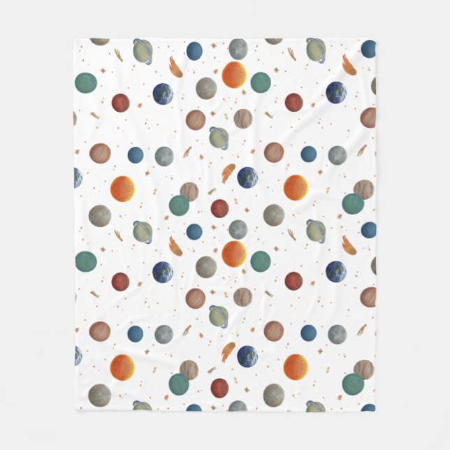 Cobertor De Velo Bebê de Planetas Pintados (Frente)