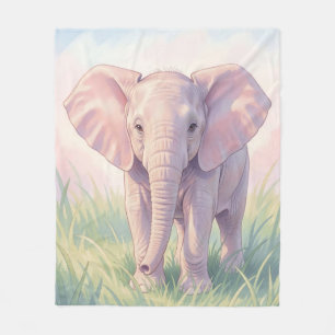 Cobertor De Velo Bebê Elefante Fofo Prado Pastel
