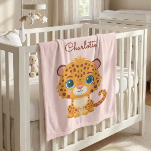 Cobertor De Velo Bebê Leopardo Fofo Animal de Safari para Crianças
