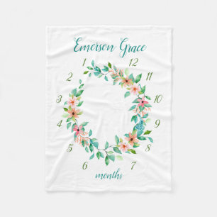 Cobertor De Velo Bebê Menina Floral Paraíso Foto de Marco Mensal