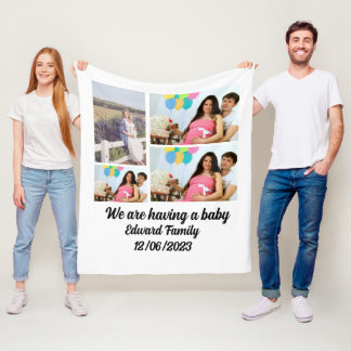 Cobertor De Velo Bebê moderno personalizado e aguardando 4 imagens