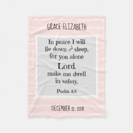 Cobertor De Velo Bebê Personalizado, com Oração Noturna (Salmo 4:8)