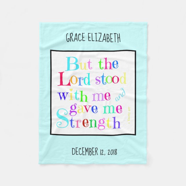 Cobertor De Velo Bebê personalizado, com verso de Timothy (arco-íri (Frente)