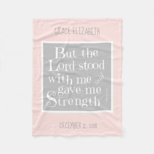 Cobertor De Velo Bebê personalizado, Verso de Timothy, rosa/cinza (Frente)
