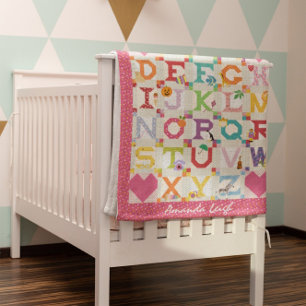 Cobertor De Velo Bebê Rapariga Alphabet Quilly Design Fleece Blanke