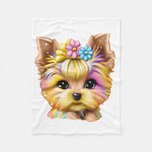 Cobertor De Velo Bebê-Yorkie bonito e adorável