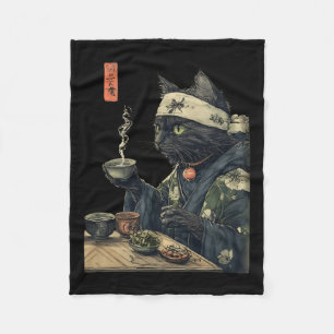 Cobertor De Velo Bebendo De Gato Chá Japonês Cerimonia Tea Art Impr