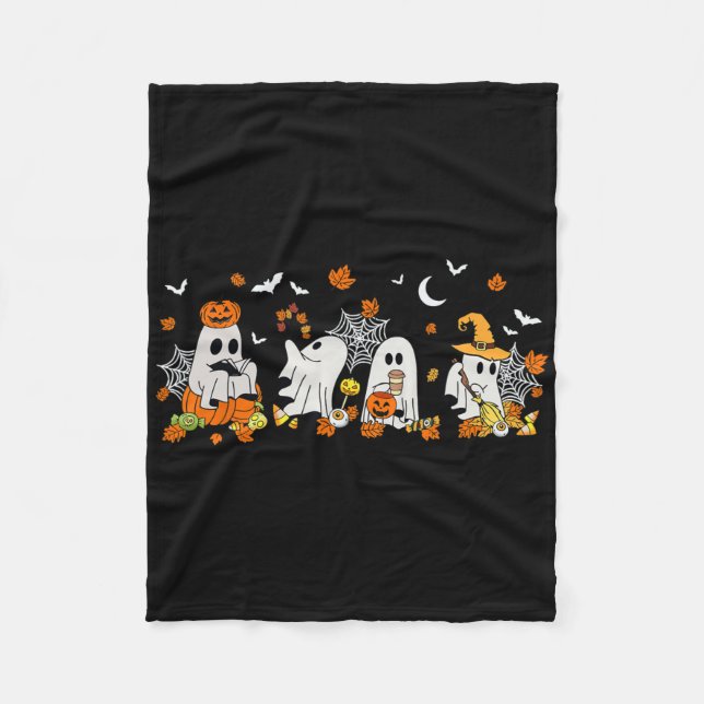 Cobertor De Velo Bebendo Fantasma Bonito Café Halloween Queda Ghost (Frente)