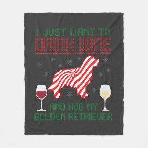 Cobertor De Velo Beber Vinho Abraçar Retriever Dourado Natal