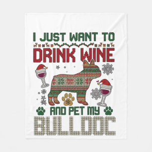 Cobertor De Velo Beber Vinho Bulldog Cachorro Suéter Feio Chapéu de