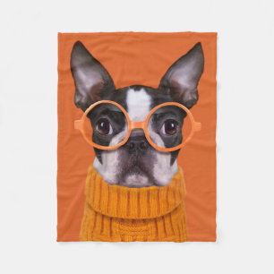 Cobertor De Velo Bebês Mais Pobres Orange Boston Terrier