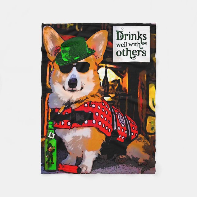 Cobertor De Velo Bebidas bem com outro Corgi (Frente)