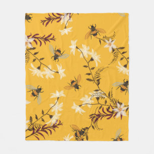 Cobertor De Velo Bee e borboleta Vintage: Arte Floral Bordada