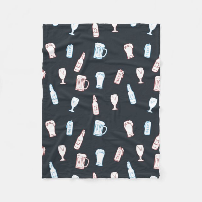 Cobertor De Velo Beers Rustic Hand Drawn Whimsical Beer Man Cave (Frente)