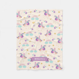 Cobertor De Velo Bege | Padrão Cute Rainbow Unicorn