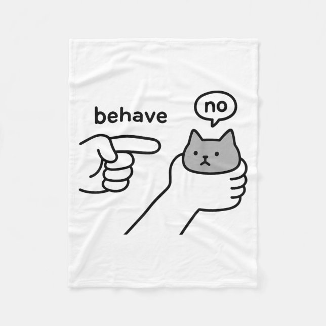 Cobertor De Velo Behave No Funny Cat Meme Cartoon Design  (Frente)