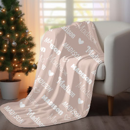 Cobertor De Velo Beige branco nome repetitivo personalizado giramen