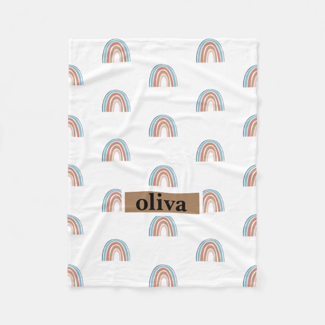 Cobertor De Velo Beige e Blue Rainbow (Frente)