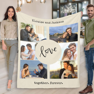 Cobertor De Velo Beige Neutro Personalizado de Colagem de Fotos do 