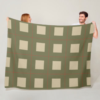 Cobertor De Velo Beige Squares on Green Background With Red Grid