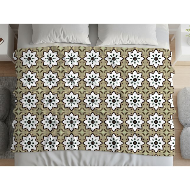 Cobertor De Velo Beige, white and black geometric mandala  (Criador carregado)
