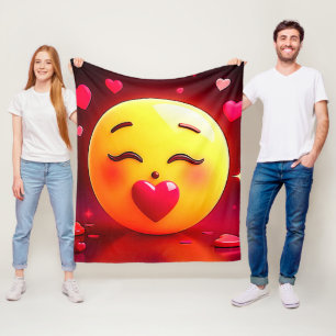 Cobertor De Velo Beijar Emoji Soprando Corações
