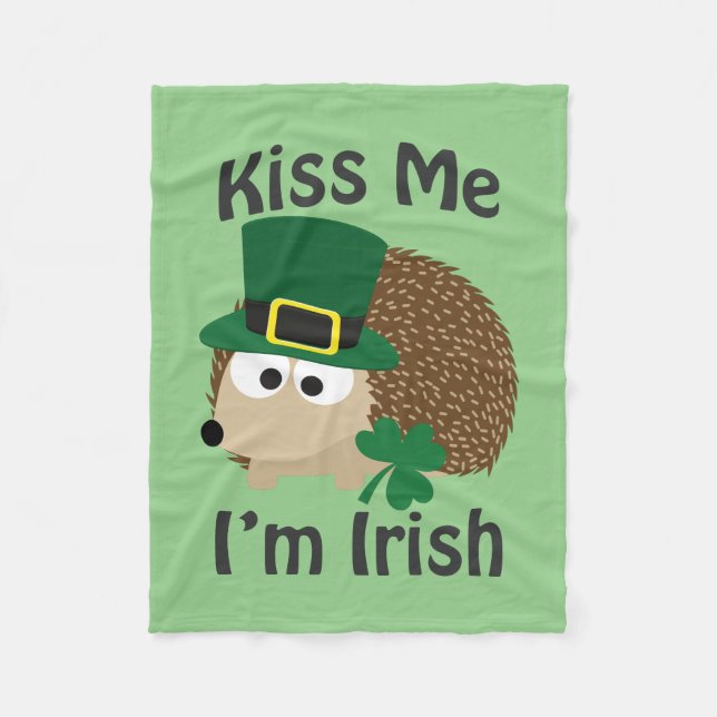 Cobertor De Velo Beije-me Sou Irlandês Hedgehog (Frente)
