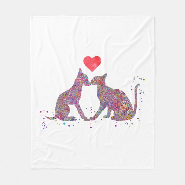 Cobertor De Velo Beijo de gato e cão (Frente)