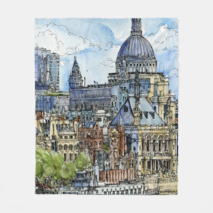 Cobertor De Velo Beira-rio de Tamisa do rio da aguarela dos