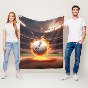 Cobertor De Velo Beisebol Flamejante No Estádio